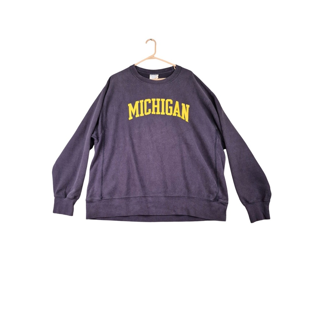Champion Reverse Weave Michigan Sweatshirt Mens 2XL Navy Blue Pullover Crewneck